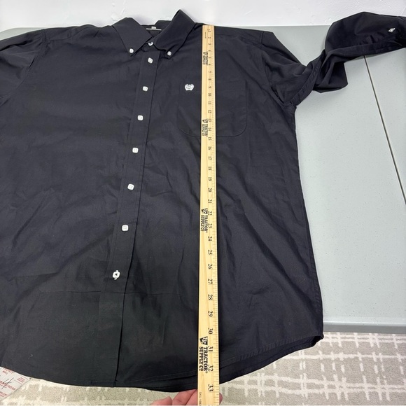 Cinch Black Button Front Shirt Long Sleeve Rodeo Western Solid Men's Large - Picture 7 of 7